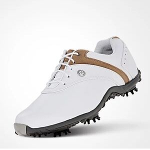 FootJoy LoPro Casual Leather White Tan Golf Shoes, Size 8